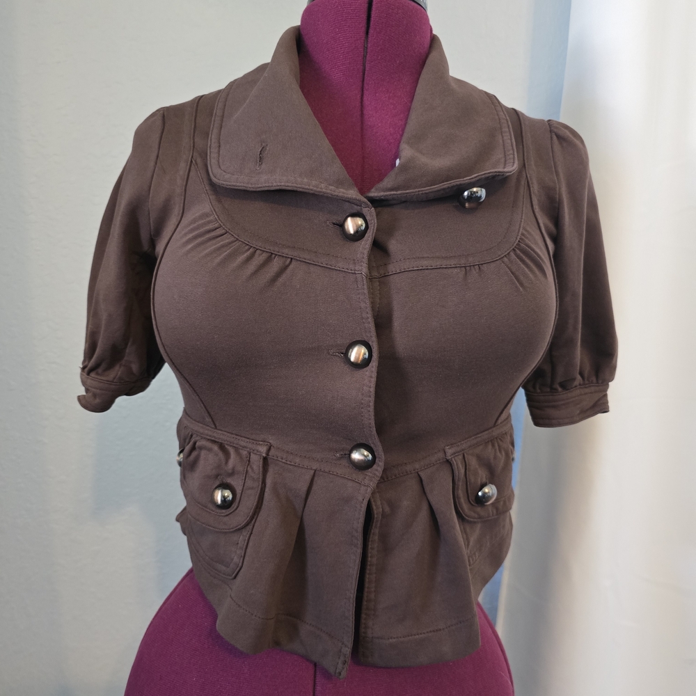 Layers Clothing Brown Button Up Jacket Chic Layering Size Med